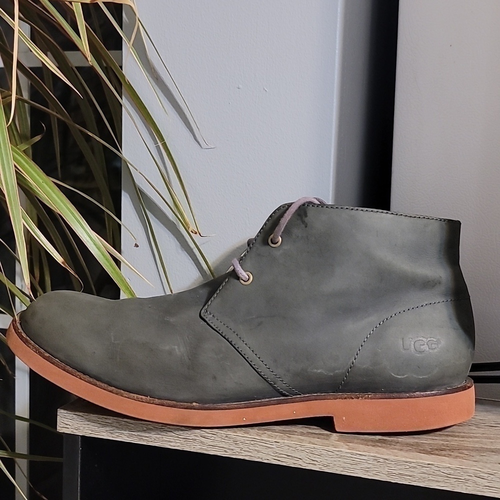 UGG EVA Moss Green Ankle Boot Suede Sheep Skin Leather Shoes